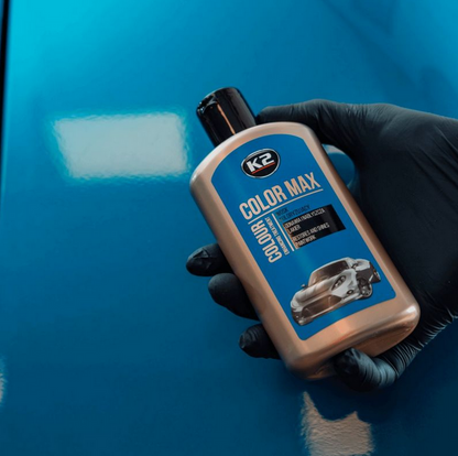 K2 Color Max Blue Colour Wax 200ml - Car Wax Polish for Standard and Metallic Finishes, Restores Shine, Helps Reduce Minor Marks