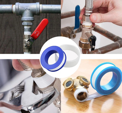 PTFE Thread Seal Tape 10 Rolls - Plumbers Tape 10m x 12mm - Leak Proof Thread Sealing for Water Gas Air Pipe Fittings - Heat Pressure Chemical Resistant - Plumbing Irrigation Maintenance