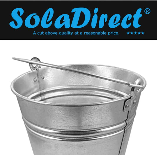 12L Pail Heavy Duty Galvanised Steel Metal Bucket Water Coal Fire Greenhouse