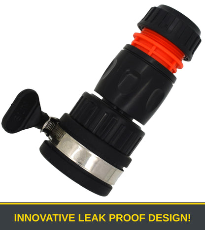 Universal Tap to Hose Connector Set with ABS Garden Hose Pipe Connector - Hozelock Compatible, For 1/2" - 5/8" Pipe (22-24mm Taps)