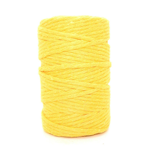 Premium Yellow Macrame Cord Twine, 50 m / 164 ft of 5 mm Thick Natural Cotton Thread Yarn Macrame Rope (Reel)