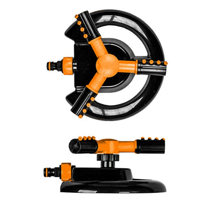 Lawn Sprinkler for Garden Watering - 3-Arm Rotating Sprinkler - Quick-Click Hose Connector, Covers up to 92 sqm - Grass Irrigation