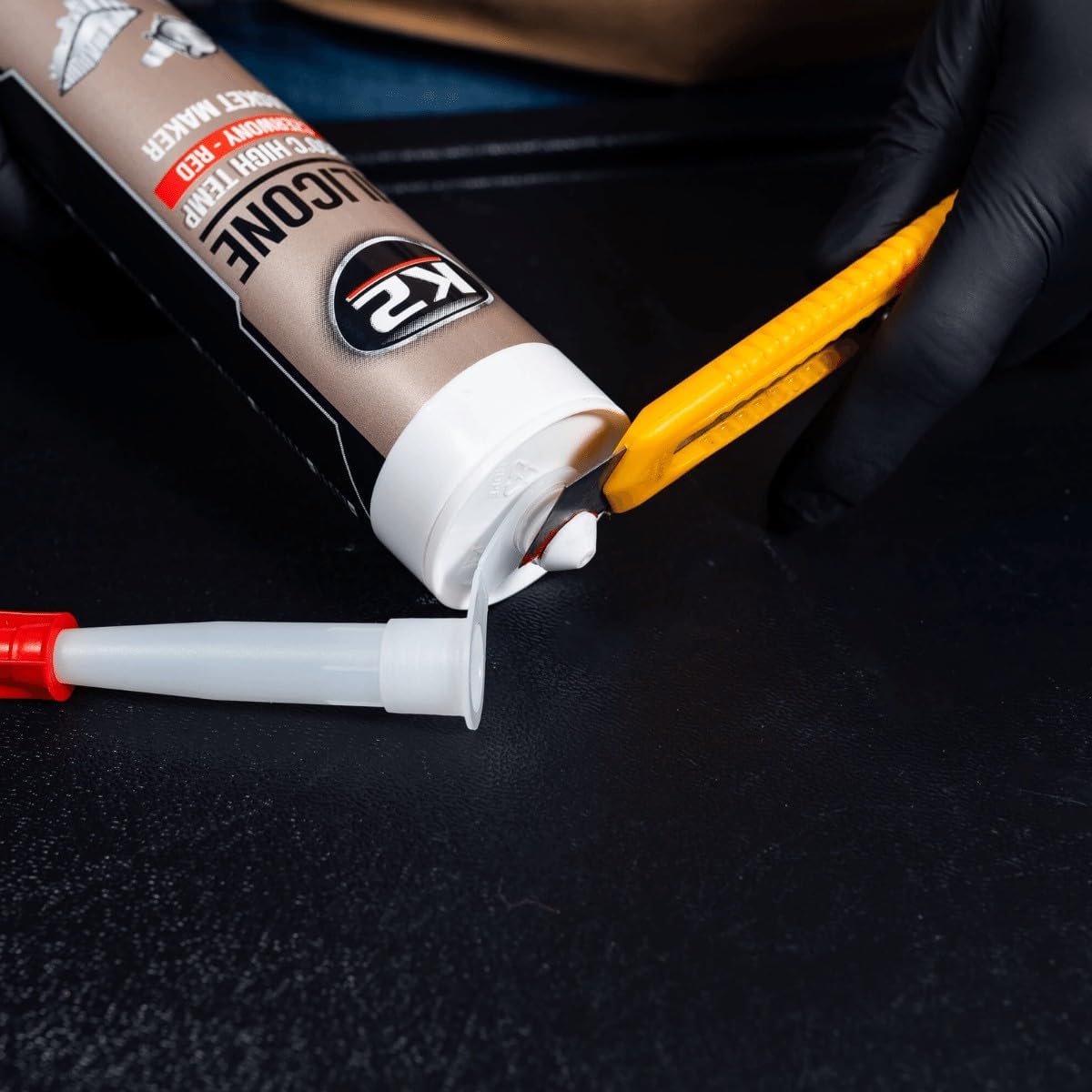 K2 Red Silicone 300g High-Temperature +350 C Gasket Maker - Sealant for Engine Parts & Automotive