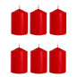 Set of 6 Pillar Candles, Votive Candles, Decorative Household Candles - Up to 66 Hours - 15 x 7 cm / 6 x 2.75" (Red, Matt)