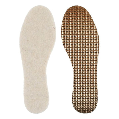 Insulating Shoe Inserts Insoles, Warm Shoe Thermal Triple Layer, Sheep Wool + Insulating Foam + Aluminium Foil (UK 11 / EU 45)