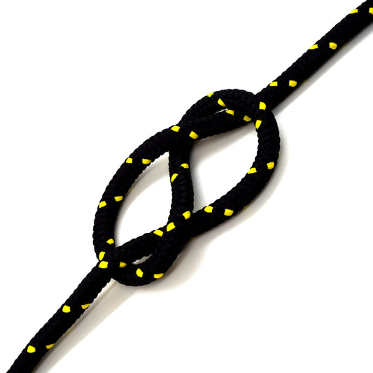 5mm x 100 metres / 328 ft of Black & Yellow Polypropylene Rope, Solid Braided Poly Rope Cord Twine for Boating, Yachting, Camping