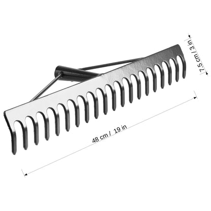 Garden Rake, Steel Hardened Heavy-Duty Rake Head for Hay, Leaves, Lawn, Ideal Gardening Tool (18 Tines - 48 cm / 19 in)
