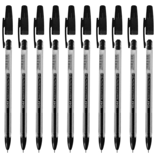 Ballpoint Pens, Gel Ink Ballpoint Pens, Smudge Free, Extra Fine Point 0.5 mm, Ideal for School, Office (Black, 10 Pens)