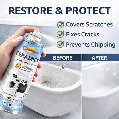Ceramics White Enamel Spray Paint 2 x 400ml – Bath & Appliance Repair Paint for Bathtubs, Sinks, Tiles & Fridges – High Gloss, Scratch Resistant