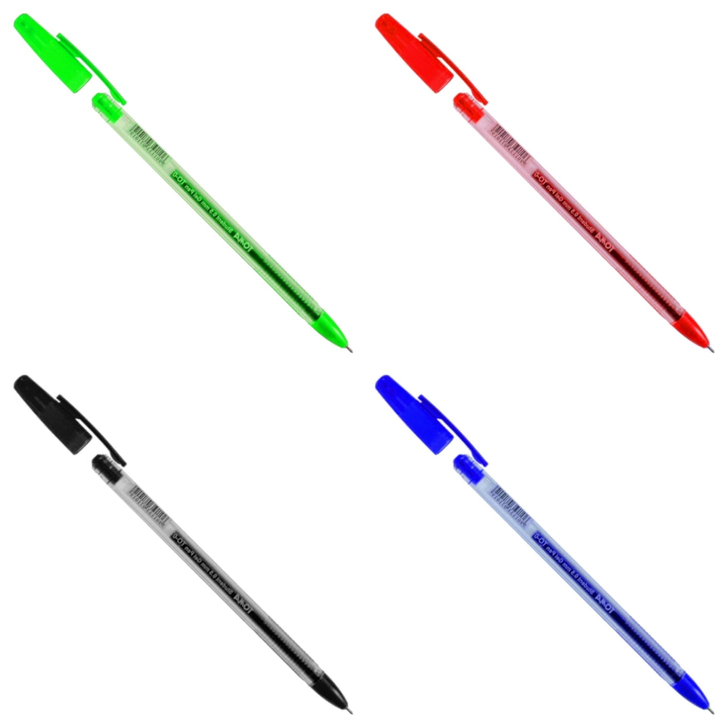 Ballpoint Pens, Gel Ink Ballpoint Pens, Smudge Free, Extra Fine Point 0.5 mm, Ideal for School, Office (Set of 4 Colours, 4 Pens)