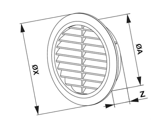 Chrome Mini Round Air Vent Grille 60mm with Flange and Fly Screen Ventilation Cover