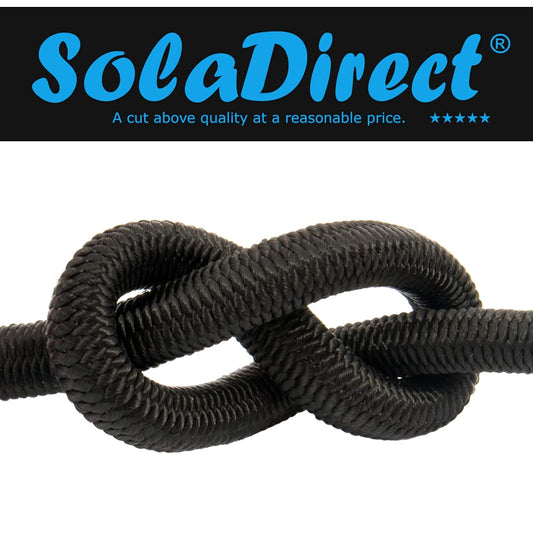 Black Bungee Cord - 20 m / 65 ft of 12 mm Bungee Rope, Shock Cord, Bungee Strap, Elastic Rope, Tie Down - Stretch at least 100%