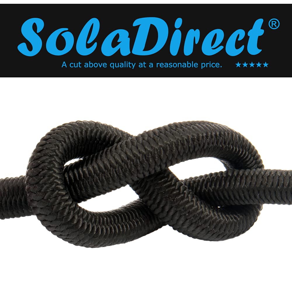 Black Bungee Cord - 20 m / 65 ft of 5 mm Bungee Rope, Shock Cord, Bungee Strap, Elastic Rope, Tie Down - Stretch at least 100%