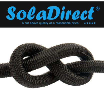 Black Bungee Cord - 20 m / 65 ft of 5 mm Bungee Rope, Shock Cord, Bungee Strap, Elastic Rope, Tie Down - Stretch at least 100%