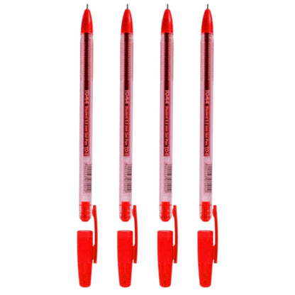 Ballpoint Pens, Gel Ink Ballpoint Pens, Smudge Free, Extra Fine Point 0.5 mm, Ideal for School, Office (Red, 4 Pens)