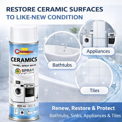 Ceramics White Enamel Spray Paint 2 x 400ml – Bath & Appliance Repair Paint for Bathtubs, Sinks, Tiles & Fridges – High Gloss, Scratch Resistant