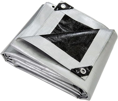 8 x 8 m Heavy-Duty Tarpaulin Cover - Silver/Black 260GSM - Waterproof, Frost-Resistant, UV Protection, Multipurpose, Groundsheet