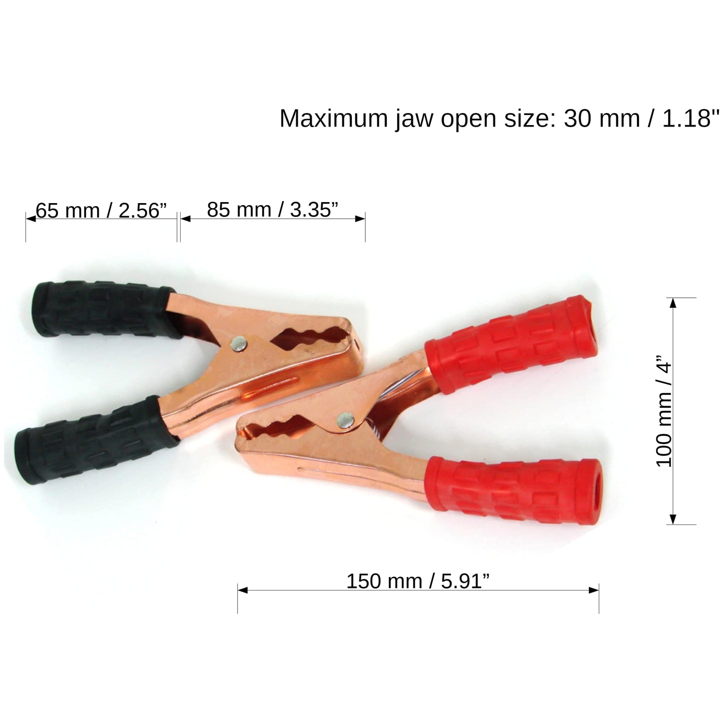 150mm / 6" Crocodile Clips, Alligator Clamps, Electrical Cable Terminal Test Metal Croc Clips - Car Battery, Electric Testing, DIY