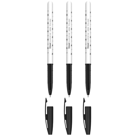 Ballpoint Pens, Smudge Free Ballpoint Pens, Extra Fine Point 0.5 mm, Ideal for School, Office, Everyday Use (Black, 3 Pens)