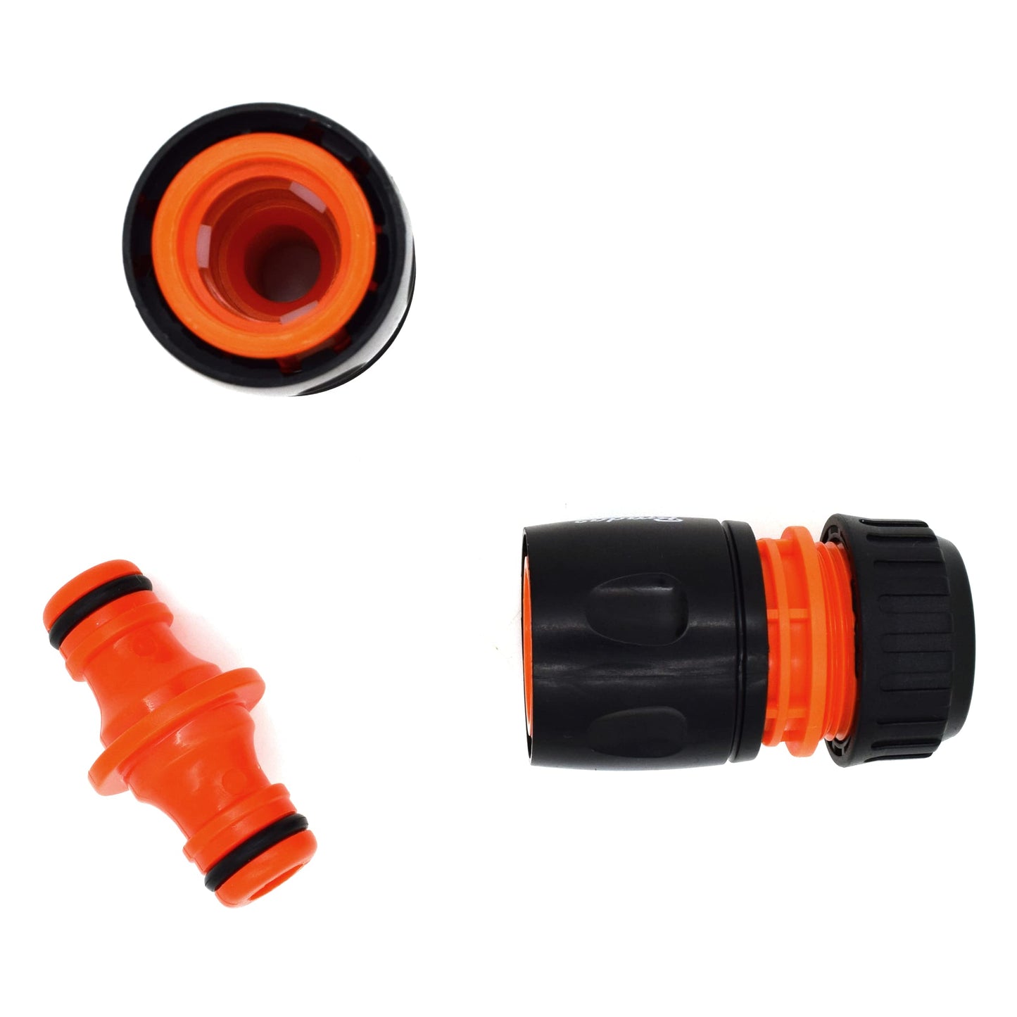 Hose Fitting Repair Set 2 x Plastic Garden Water Hose 1/2" Quick End Connectors & 1 x Double Male Hose Connector
