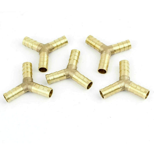 10 mm Brass Y Type 3 Way Hose Joiner Barbed Splitter Connector Air Fuel Water Pipe Tubing