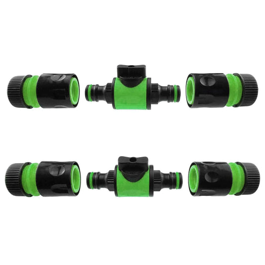 In-Line Shut-Off Valve for Join Garden Hose Pipe Tube, Double Male Connector Valve Extender & Hose Connectors (Green, Pack of 2)