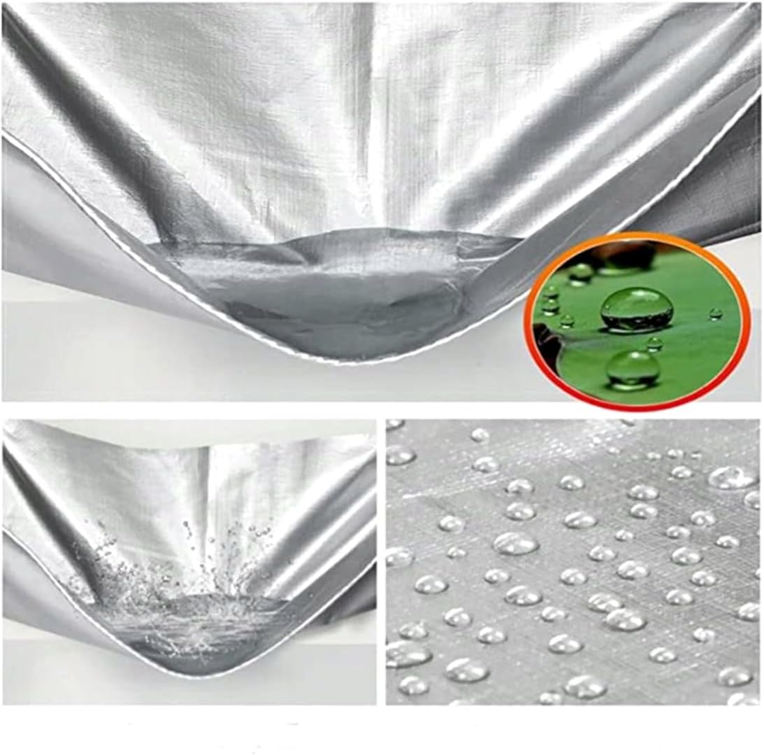 5 x 5 m Heavy-Duty Tarpaulin Cover - Silver/Black 260GSM - Waterproof, Frost-Resistant, UV Protection, Multipurpose, Groundsheet