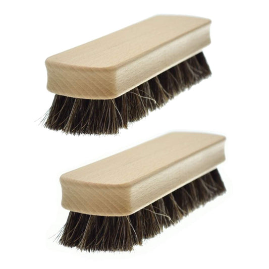 2 x Shoe Shine Brushes Horse Hair Polishing Buffing Shoes Brushes