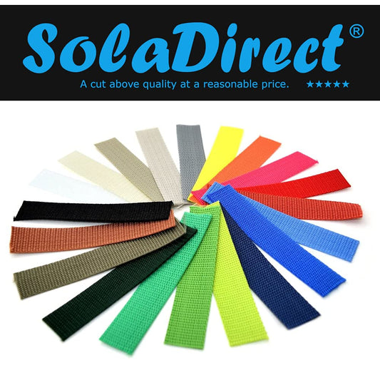 50 metres of 25 mm / 1 in Yellow (110) Heavy Duty Polypropylene Webbing Strap Tape for Backpacks, Luggage Strapping, Belts