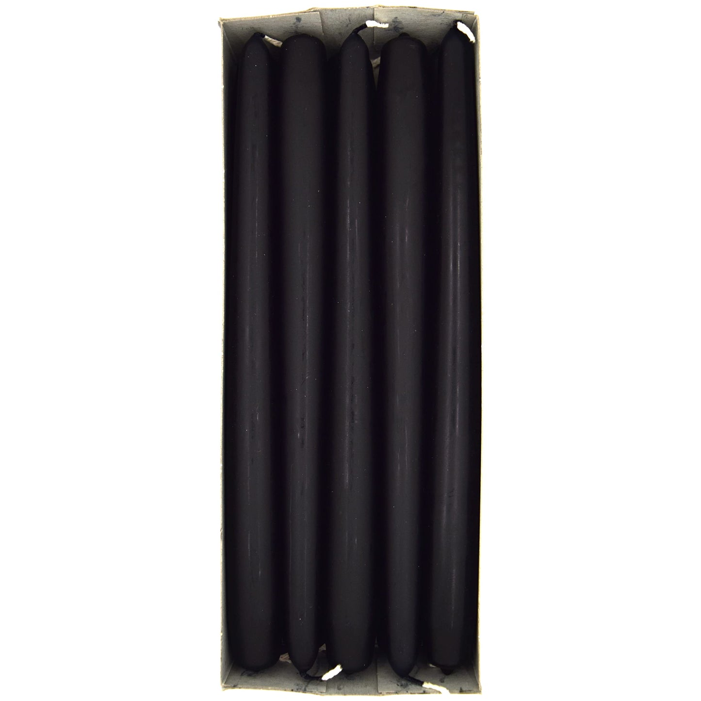 Tapered Dinner Candles, Pack of 10, Unscented, Long Burning Time, 24 cm / 19.45" (Black, Matt)