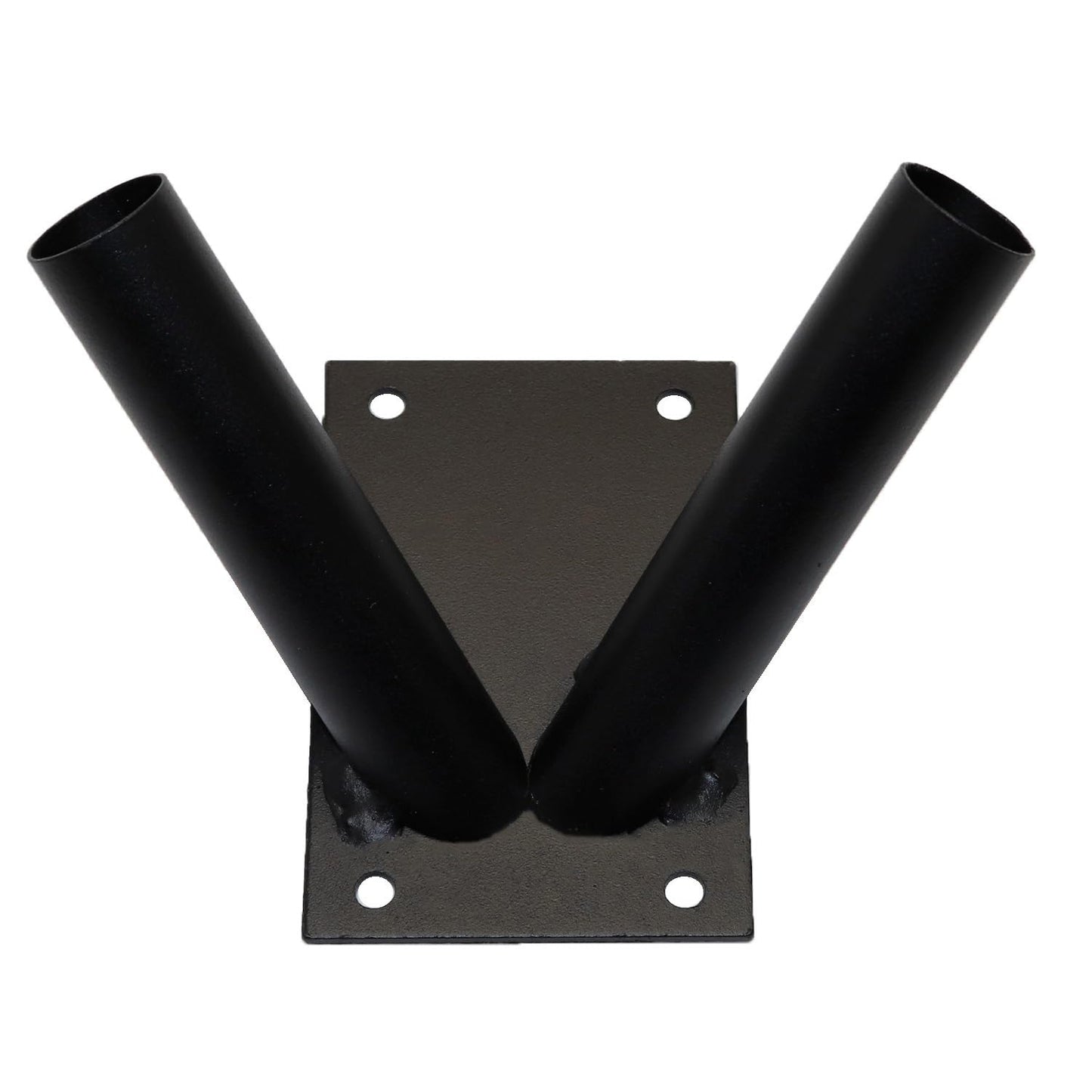 Double Flag Pole Holder - Wall Mounted Flag Pole Bracket, Powder Coated (Black), Rust and Weather Resistant, Heavy Duty