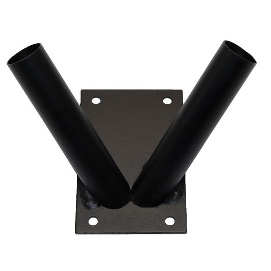 Double Flag Pole Holder - Wall Mounted Flag Pole Bracket, Powder Coated (Black), Rust and Weather Resistant, Heavy Duty