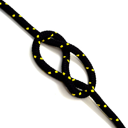 5mm x 20 metres / 65.6 ft of Black & Yellow Polypropylene Rope, Solid Braided Poly Rope Cord Twine for Boating, Yachting, Camping