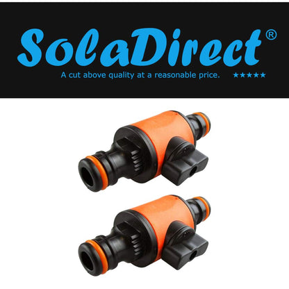 2 pieces of 1/2" Garden Hose Pipe In line Tap Shut Off Valve Fitting Connector
