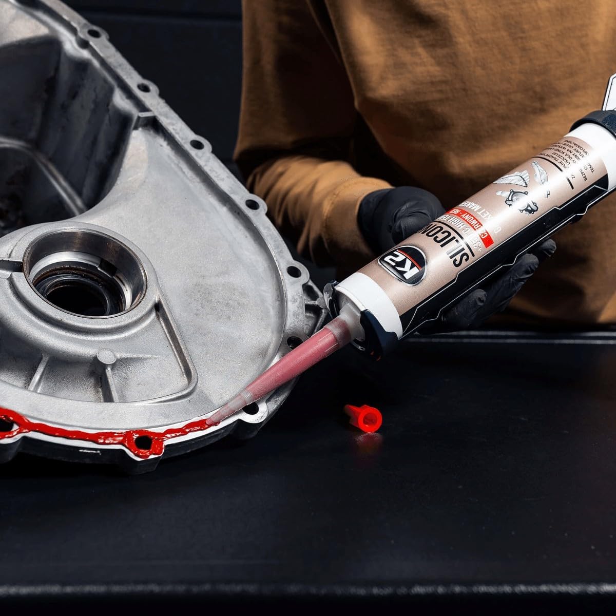 K2 Red Silicone 300g High-Temperature +350 C Gasket Maker - Sealant for Engine Parts & Automotive