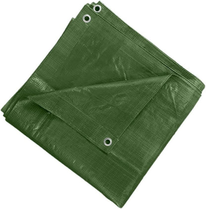5 x 6 m Tarpaulin Cover - Green 90GSM - Waterproof, Frost-Resistant, UV Protection, Multipurpose, Groundsheet