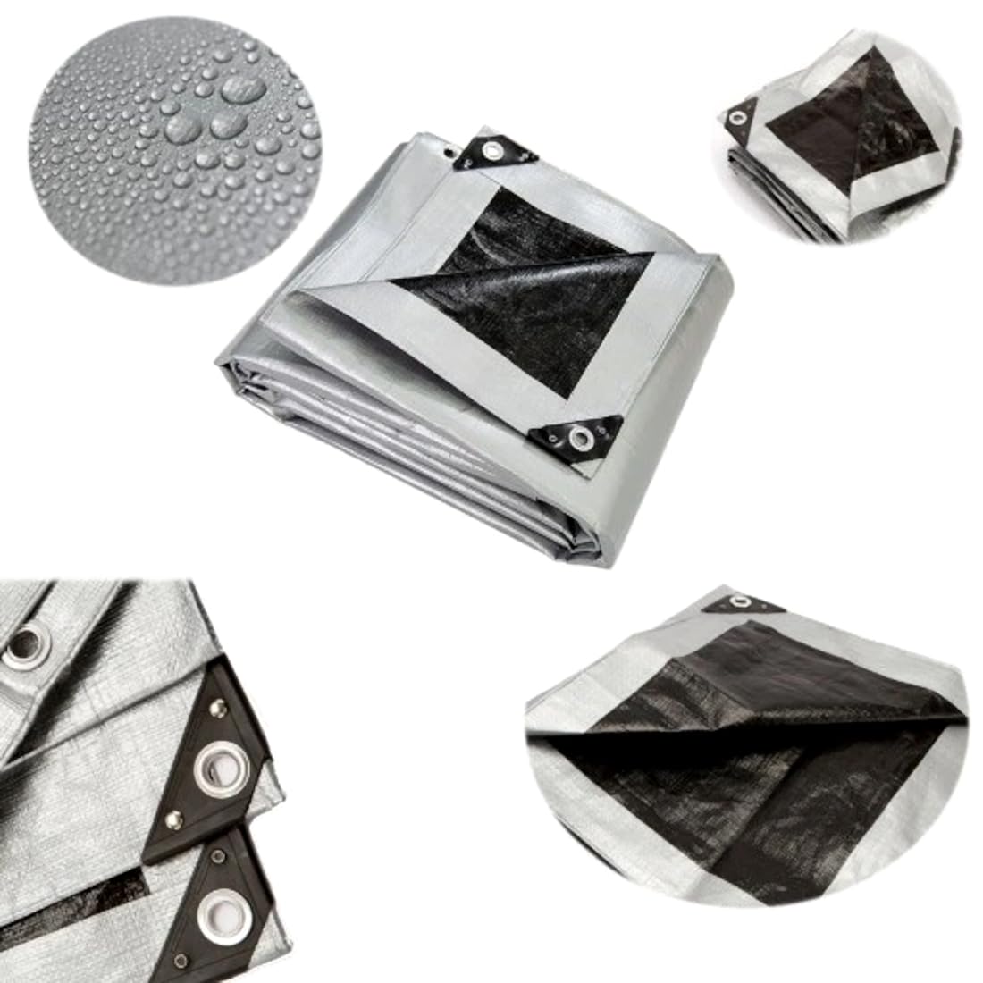 4 x 5 m Tarpaulin Cover Heavy-Duty 260GSM Extra Thick, Waterproof, Frost-Resistant + 4 Tarp Clips + 10m / 30ft Bungee Cord