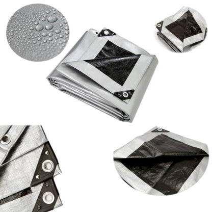 4 x 5 m Tarpaulin Cover Heavy-Duty 260GSM Extra Thick, Waterproof, Frost-Resistant + 4 Tarp Clips + 10m / 30ft Bungee Cord