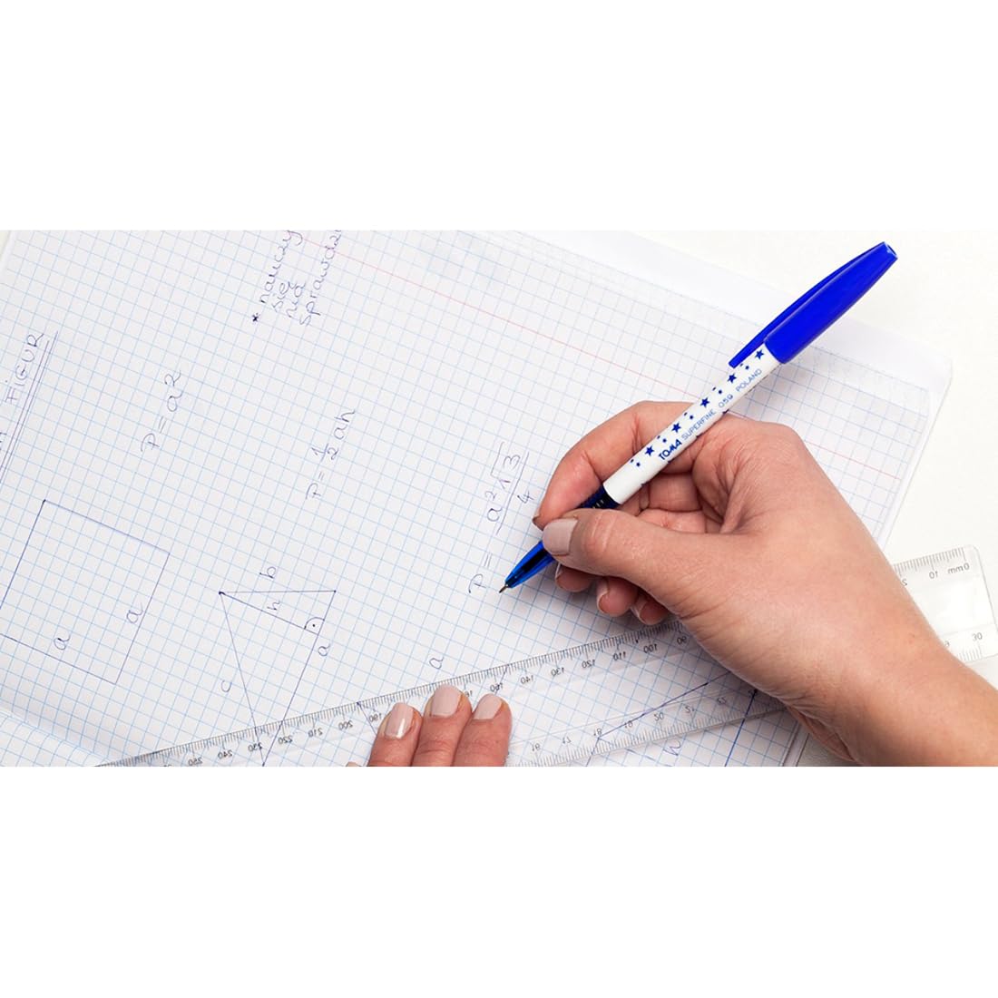 Ballpoint Pens, Smudge Free Ballpoint Pens, Extra Fine Point 0.5 mm, Ideal for School, Office (Set of 4 Colours, 4 Pens)