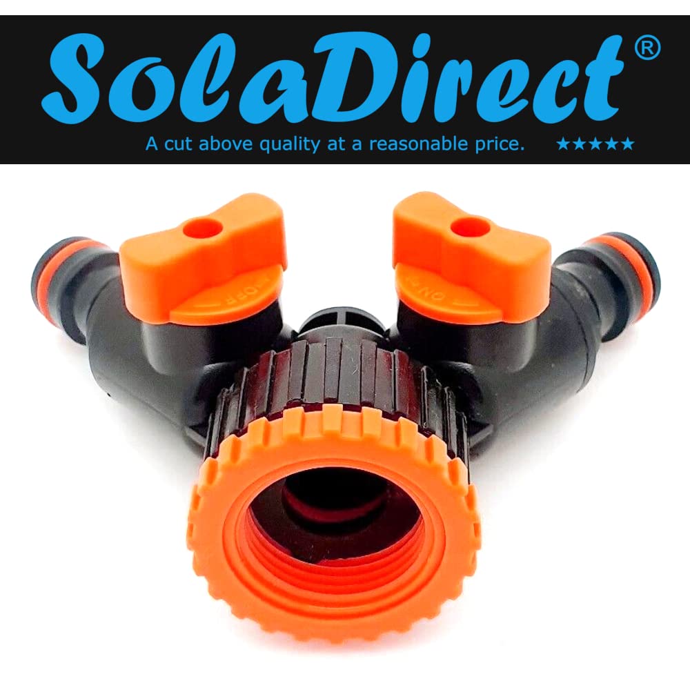 2 Way Garden Tap Connector, Garden Hose Tap Y Splitter Connector with Individual On/Off Valves