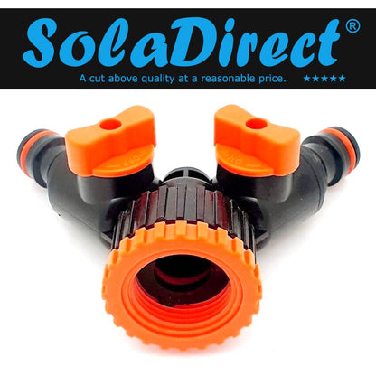 2 Way Garden Tap Connector, Garden Hose Tap Y Splitter Connector with Individual On/Off Valves