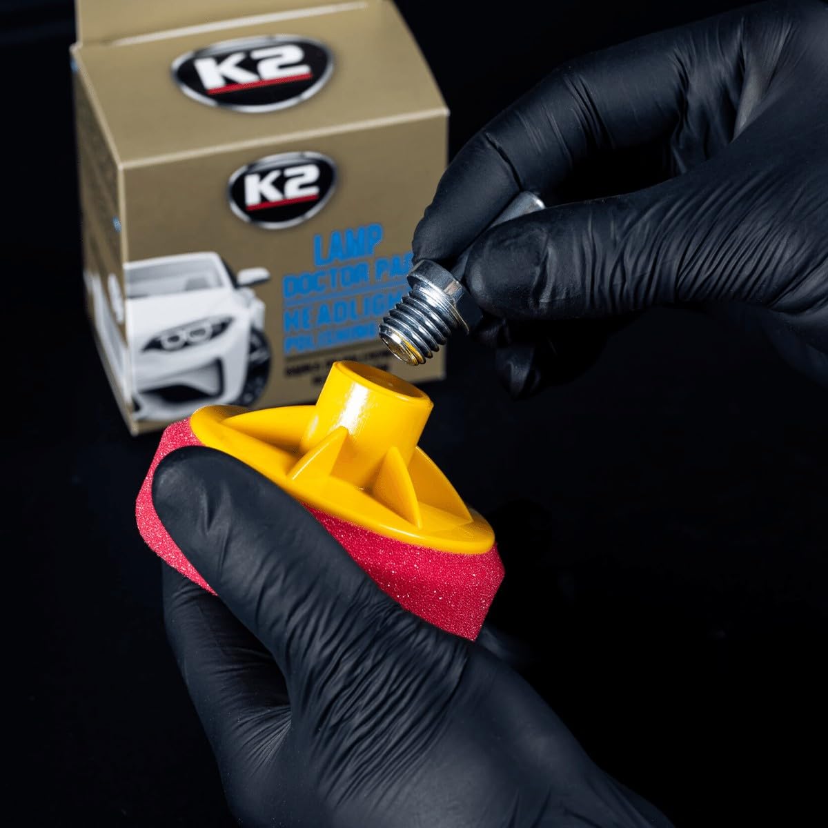 K2 Lamp Doctor Pad 80mm Headlight Polishing Sponge - M14 Thread Foam Pad with Drill Adapter