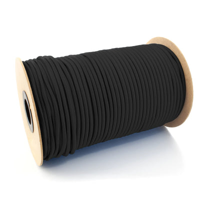 Black Bungee Cord - 20 m / 65 ft of 5 mm Bungee Rope, Shock Cord, Bungee Strap, Elastic Rope, Tie Down - Stretch at least 100%