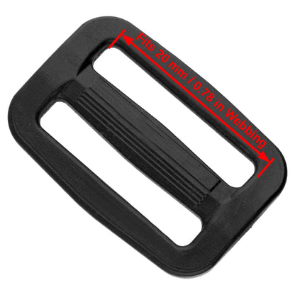 3 Bar Tri Glide Sliders Buckles Fasteners for 20 mm / 0.78 in Webbing Strap, Backpack, Bag - Black, Plastic (Pack of 50)
