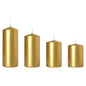 Set of 4 Pillar Candles, Set of 4 Votive Candles, Decorative Household Candles, Long Burning Time - Advent, Christmas (Gold)