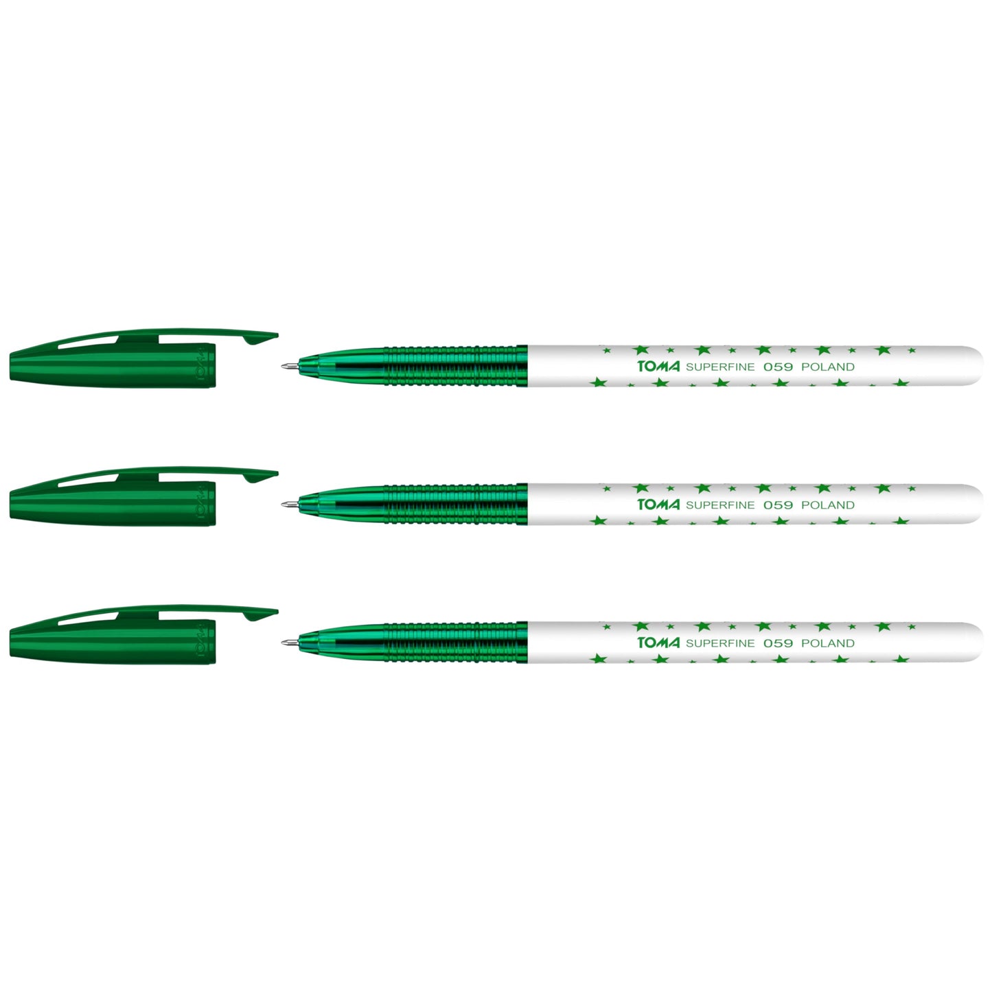 Ballpoint Pens, Smudge Free Ballpoint Pens, Extra Fine Point 0.5 mm, Ideal for School, Office, Everyday Use (Green, 3 Pens)