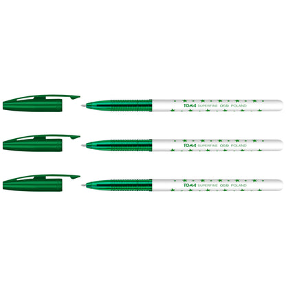 Ballpoint Pens, Smudge Free Ballpoint Pens, Extra Fine Point 0.5 mm, Ideal for School, Office, Everyday Use (Green, 3 Pens)