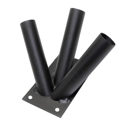 Triple Flag Pole Holder - Wall Mounted Flag Pole Bracket, Powder Coated (Black), Rust and Weather Resistant, Heavy Duty