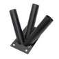 Triple Flag Pole Holder - Wall Mounted Flag Pole Bracket, Powder Coated (Black), Rust and Weather Resistant, Heavy Duty
