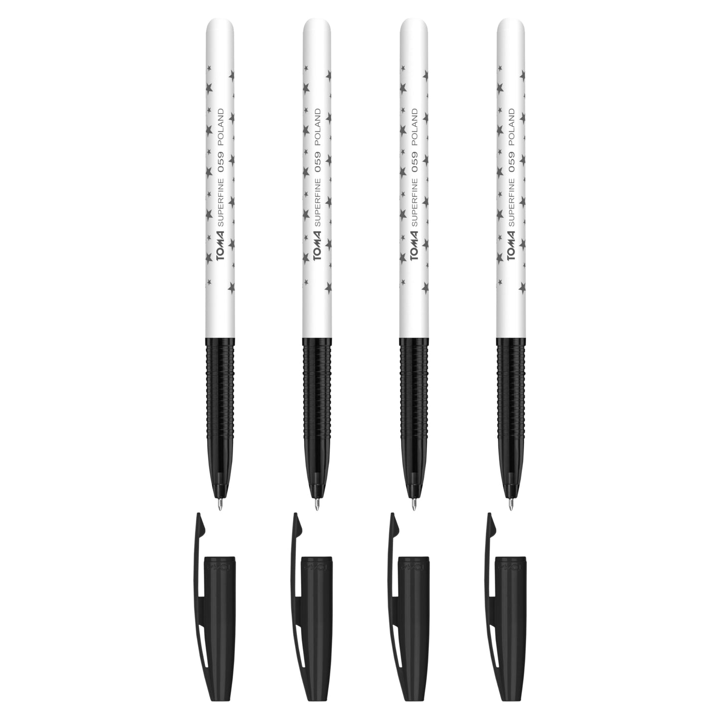 Ballpoint Pens, Smudge Free Ballpoint Pens, Extra Fine Point 0.5 mm, Ideal for School, Office, Everyday Use (Black, 4 Pens)